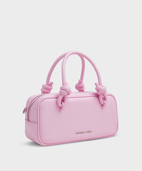 CHARLES & KEITH（チャールズ & キース）の「Sammie サミー ノットハンドルイロンゲイティッドバッグ（トートバッグ・レディース・ピンク系その他5/ライトイエロー/クリーム・S）」の18枚目の写真