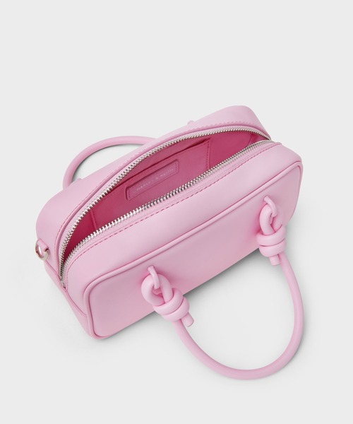 CHARLES & KEITH（チャールズ & キース）の「Sammie サミー ノットハンドルイロンゲイティッドバッグ（トートバッグ・レディース・ピンク系その他5/ライトイエロー/クリーム・S）」の21枚目の写真