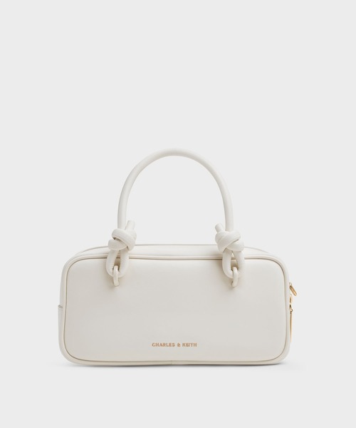 CHARLES & KEITH（チャールズ & キース）の「Sammie サミー ノットハンドルイロンゲイティッドバッグ（トートバッグ・レディース・ピンク系その他5/ライトイエロー/クリーム・S）」の10枚目の写真