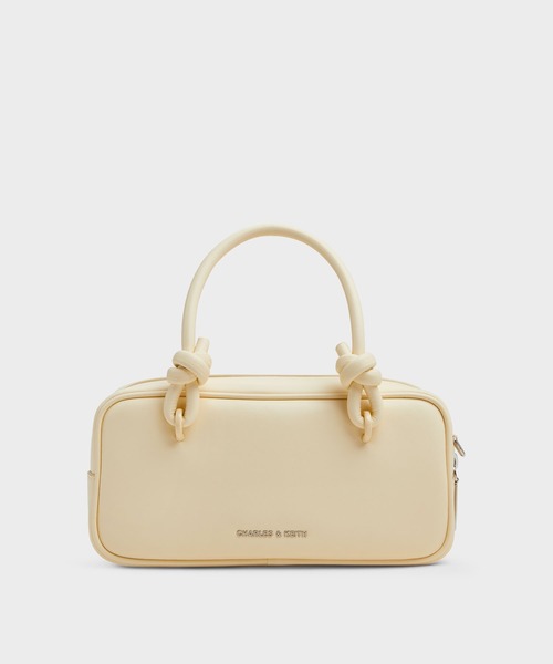 CHARLES & KEITH（チャールズ & キース）の「Sammie サミー ノットハンドルイロンゲイティッドバッグ（トートバッグ・レディース・ピンク系その他5/ライトイエロー/クリーム・S）」の5枚目の写真