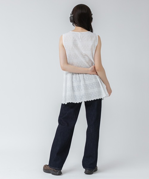 HEILIS(ヘイリス)の「コットンチュニックワンピース/ノースリー部 韓国 刺繍 春服 夏服 ガーリー レース スカラップ フレンチシック トレンド(チュニック・レディース・オフホワイト・FREE)」の9枚目の写真
