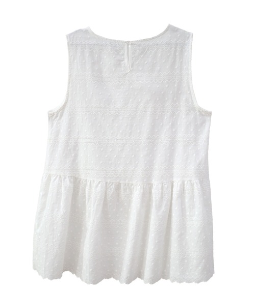 HEILIS(ヘイリス)の「コットンチュニックワンピース/ノースリー部 韓国 刺繍 春服 夏服 ガーリー レース スカラップ フレンチシック トレンド(チュニック・レディース・オフホワイト・FREE)」の11枚目の写真
