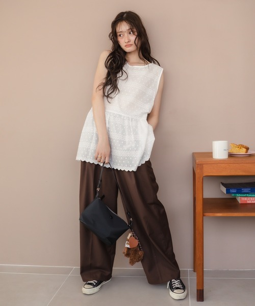 HEILIS(ヘイリス)の「コットンチュニックワンピース/ノースリー部 韓国 刺繍 春服 夏服 ガーリー レース スカラップ フレンチシック トレンド(チュニック・レディース・オフホワイト・FREE)」の15枚目の写真