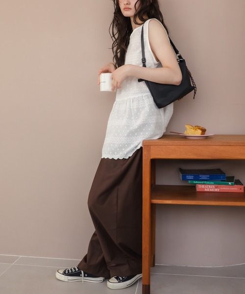 HEILIS(ヘイリス)の「コットンチュニックワンピース/ノースリー部 韓国 刺繍 春服 夏服 ガーリー レース スカラップ フレンチシック トレンド(チュニック・レディース・オフホワイト・FREE)」の19枚目の写真