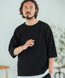 mt9599-Textured Jacquard Fabric Raglan Sleeve T-shirt Tシャツ