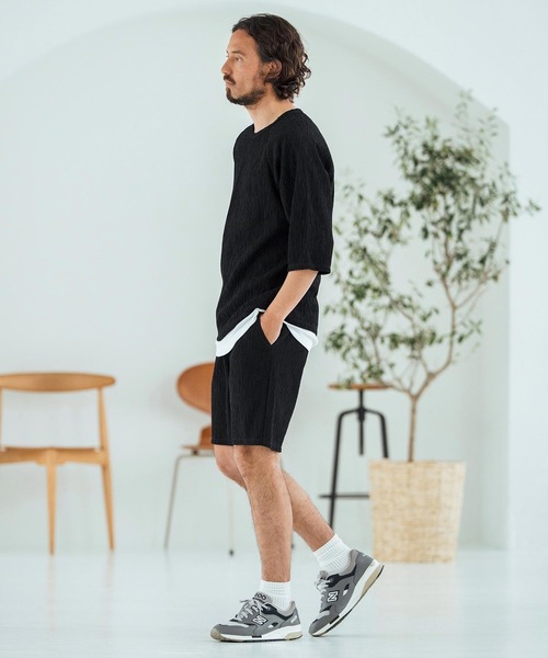 Magine(マージン)の「mt9599-Textured Jacquard Fabric Raglan Sleeve T-shirt Tシャツ(Tシャツ/カットソー・メンズ・ブラック/ホワイト/チャコール・44/46/48)」の22枚目の写真