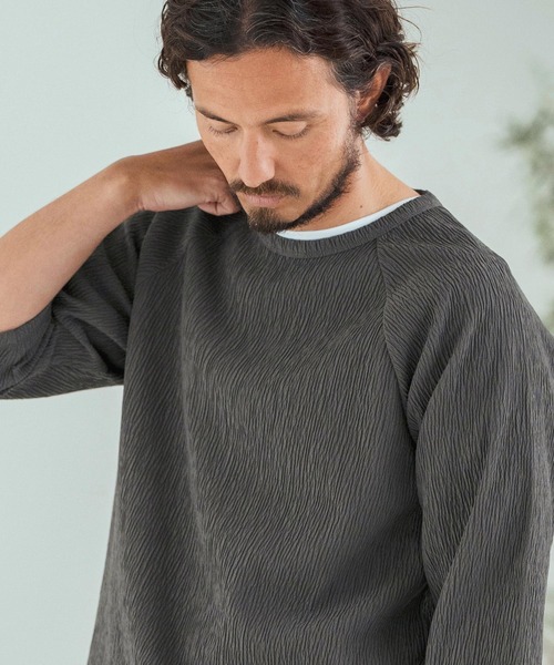 Magine(マージン)の「mt9599-Textured Jacquard Fabric Raglan Sleeve T-shirt Tシャツ(Tシャツ/カットソー・メンズ・ブラック/ホワイト/チャコール・44/46/48)」の18枚目の写真