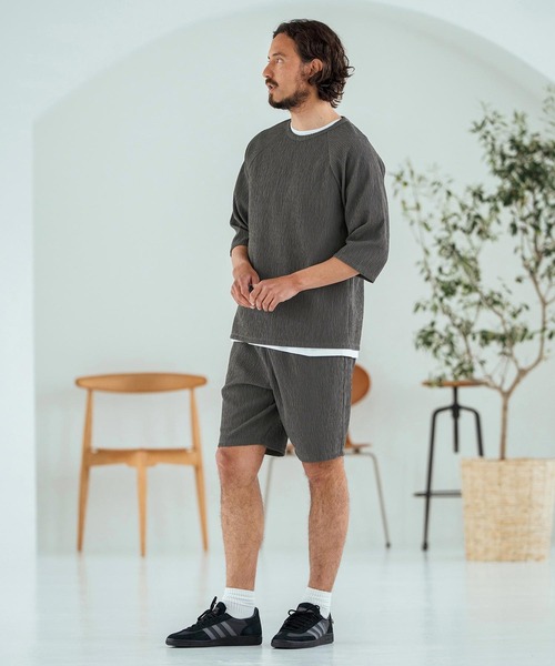 Magine(マージン)の「mt9599-Textured Jacquard Fabric Raglan Sleeve T-shirt Tシャツ(Tシャツ/カットソー・メンズ・ブラック/ホワイト/チャコール・44/46/48)」の16枚目の写真