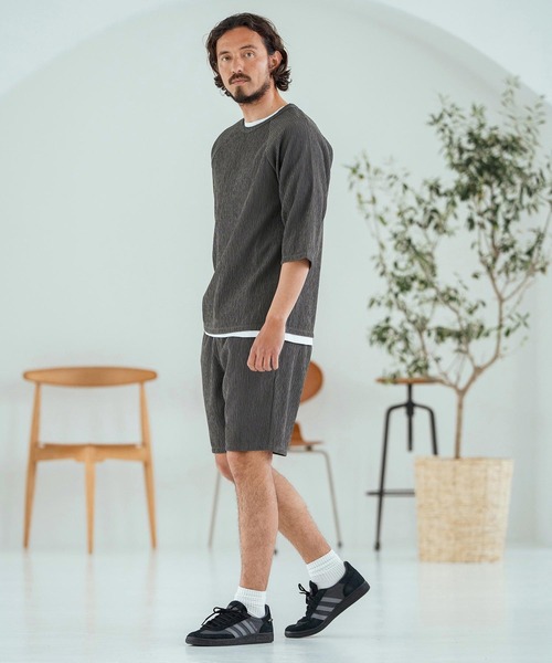 Magine(マージン)の「mt9599-Textured Jacquard Fabric Raglan Sleeve T-shirt Tシャツ(Tシャツ/カットソー・メンズ・ブラック/ホワイト/チャコール・44/46/48)」の15枚目の写真