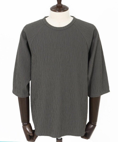 Magine(マージン)の「mt9599-Textured Jacquard Fabric Raglan Sleeve T-shirt Tシャツ(Tシャツ/カットソー・メンズ・ブラック/ホワイト/チャコール・44/46/48)」の12枚目の写真