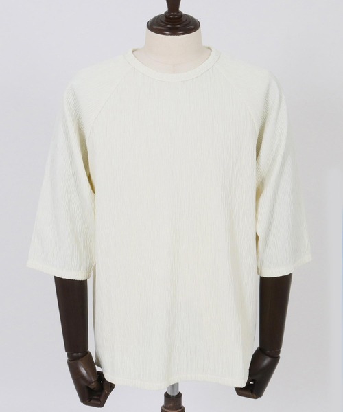 Magine(マージン)の「mt9599-Textured Jacquard Fabric Raglan Sleeve T-shirt Tシャツ(Tシャツ/カットソー・メンズ・ブラック/ホワイト/チャコール・44/46/48)」の10枚目の写真