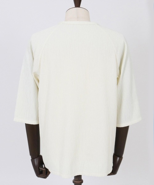 Magine(マージン)の「mt9599-Textured Jacquard Fabric Raglan Sleeve T-shirt Tシャツ(Tシャツ/カットソー・メンズ・ブラック/ホワイト/チャコール・44/46/48)」の9枚目の写真