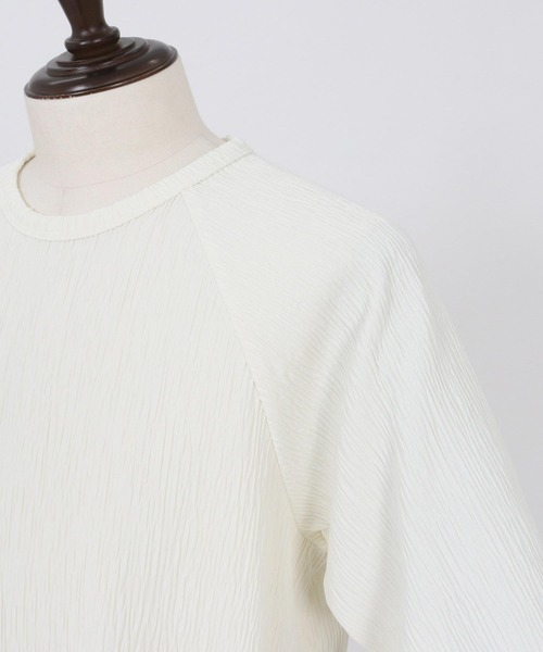 Magine(マージン)の「mt9599-Textured Jacquard Fabric Raglan Sleeve T-shirt Tシャツ(Tシャツ/カットソー・メンズ・ブラック/ホワイト/チャコール・44/46/48)」の7枚目の写真