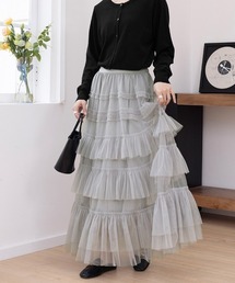 シアーティアードロングスカート