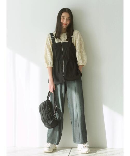 Samansa Mos2 blue（サマンサモスモスブルー）の「7分袖花ジャカードプルオーバー（Tシャツ/カットソー・レディース・オフホワイト/チャコールグレー/キナリ・F）」の7枚目の写真