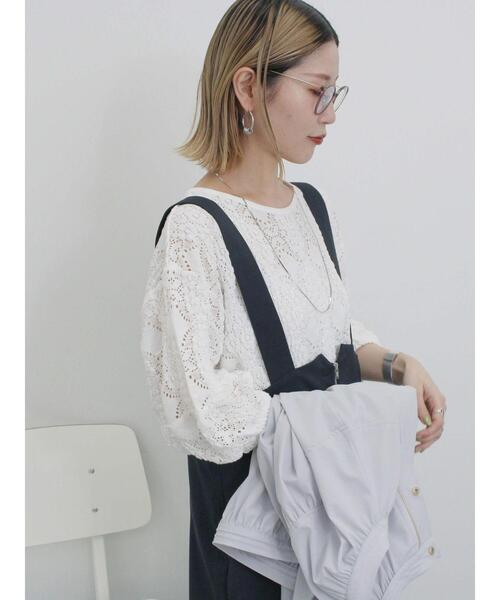 Samansa Mos2 blue（サマンサモスモスブルー）の「7分袖花ジャカードプルオーバー（Tシャツ/カットソー・レディース・オフホワイト/チャコールグレー/キナリ・F）」の10枚目の写真