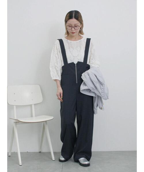 Samansa Mos2 blue（サマンサモスモスブルー）の「7分袖花ジャカードプルオーバー（Tシャツ/カットソー・レディース・オフホワイト/チャコールグレー/キナリ・F）」の12枚目の写真