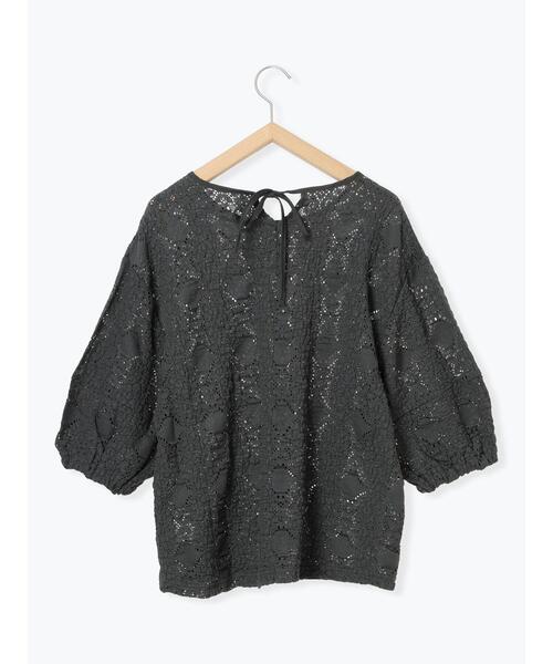 Samansa Mos2 blue（サマンサモスモスブルー）の「7分袖花ジャカードプルオーバー（Tシャツ/カットソー・レディース・オフホワイト/チャコールグレー/キナリ・F）」の14枚目の写真