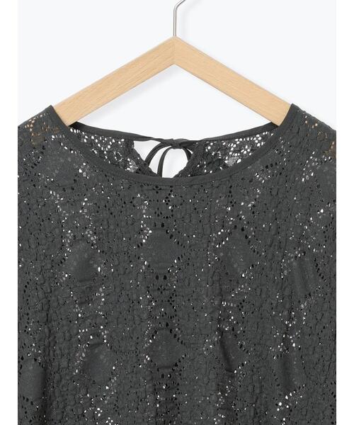 Samansa Mos2 blue（サマンサモスモスブルー）の「7分袖花ジャカードプルオーバー（Tシャツ/カットソー・レディース・オフホワイト/チャコールグレー/キナリ・F）」の15枚目の写真