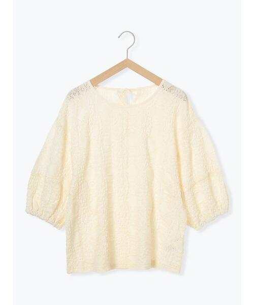 Samansa Mos2 blue（サマンサモスモスブルー）の「7分袖花ジャカードプルオーバー（Tシャツ/カットソー・レディース・オフホワイト/チャコールグレー/キナリ・F）」の21枚目の写真