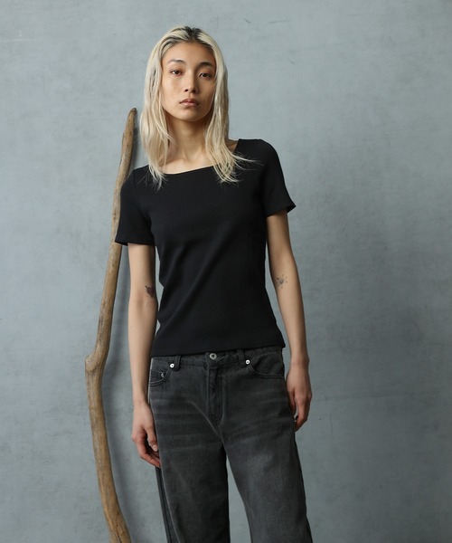 paradigm（パラダイム）の「【paradigm】コットンリブスクエアネックカットソー半袖（Tシャツ/カットソー・レディース・ブラック/グレー/ホワイト/チャコールグレー・SMALL/MEDIUM）」の21枚目の写真