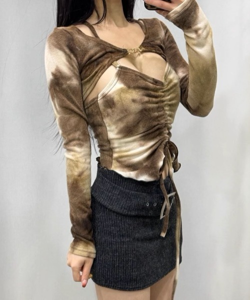 .KOM（ドットコム）の「A'GEM/9 × .kom 『.KOM/ドットケーオーエム』 タイダイトップス（その他トップス・レディース・チャコールグレー/ベージュ・FREE）」の11枚目の写真