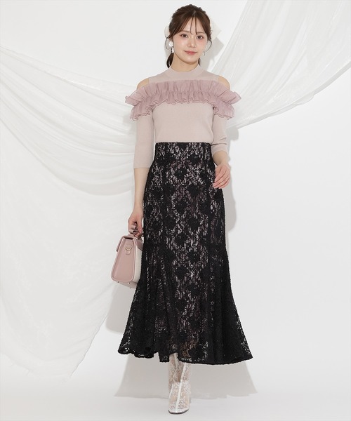 WILLSELECTION（ウィルセレクション）の「スパンコールレースマーメイドスカート（スカート・レディース・ブラック/ベージュ・FREE）」の2枚目の写真
