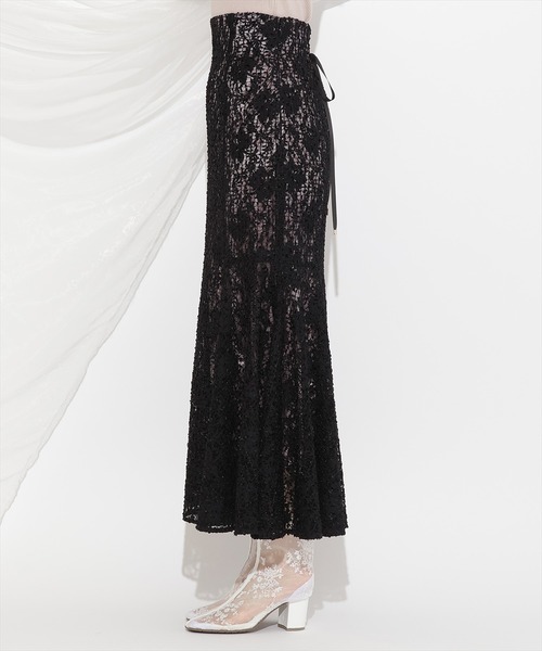 WILLSELECTION（ウィルセレクション）の「スパンコールレースマーメイドスカート（スカート・レディース・ブラック/ベージュ・FREE）」の4枚目の写真