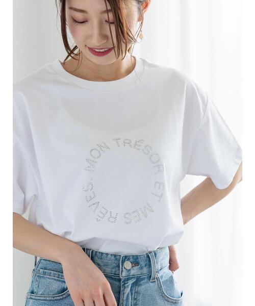 Te chichi（テチチ）の「ラインストーンサークルロゴTシャツ（Tシャツ/カットソー・レディース・シルバー/オフホワイト/チャコールグレー・F）」の3枚目の写真