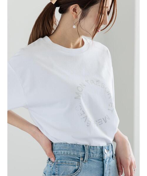 Te chichi（テチチ）の「ラインストーンサークルロゴTシャツ（Tシャツ/カットソー・レディース・シルバー/オフホワイト/チャコールグレー・F）」の6枚目の写真