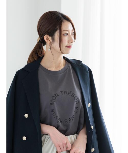 Te chichi（テチチ）の「ラインストーンサークルロゴTシャツ（Tシャツ/カットソー・レディース・シルバー/オフホワイト/チャコールグレー・F）」の9枚目の写真