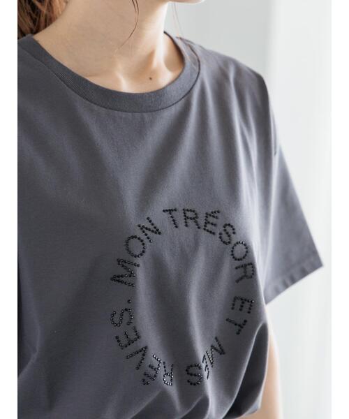 Te chichi（テチチ）の「ラインストーンサークルロゴTシャツ（Tシャツ/カットソー・レディース・シルバー/オフホワイト/チャコールグレー・F）」の10枚目の写真