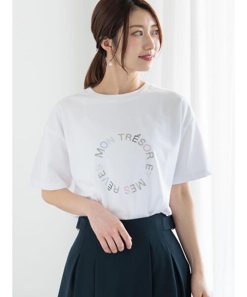 Te chichi（テチチ）の「ラインストーンサークルロゴTシャツ（Tシャツ/カットソー・レディース・シルバー/オフホワイト/チャコールグレー・F）」の15枚目の写真