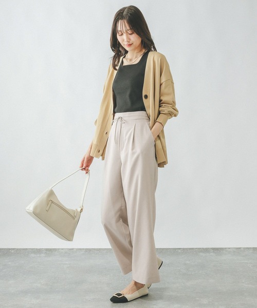 GLOBAL WORK（グローバルワーク）の「イージーケアリネンストレートパンツ/290043（その他パンツ・レディース・スミクロ/ライトグレー/ブルー/グレイッシュベージュ/オリーブ・SMALL/MEDIUM/LARGE/X-SMALL）」の12枚目の写真