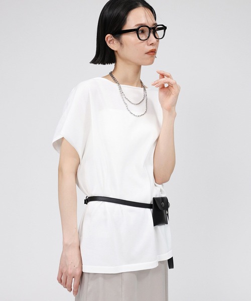 BABYLONE（バビロン）の「コットンストレッチプルオーバー（Tシャツ/カットソー・レディース・ブラック/サックスブルー/オフホワイト・フリー）」の2枚目の写真