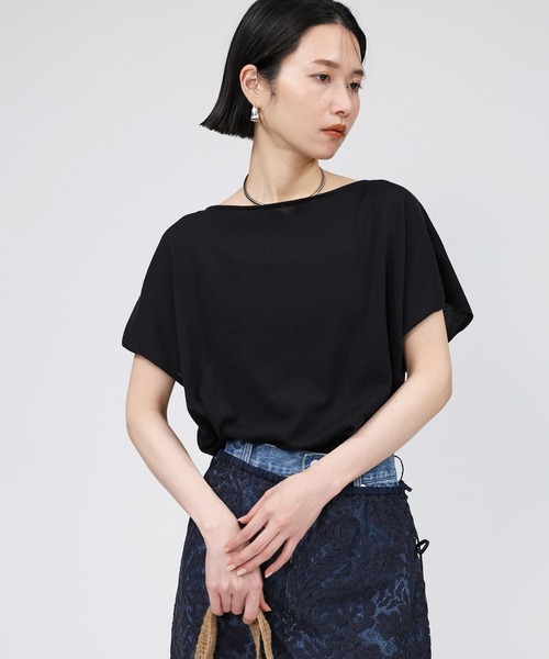 BABYLONE（バビロン）の「コットンストレッチプルオーバー（Tシャツ/カットソー・レディース・ブラック/サックスブルー/オフホワイト・フリー）」の3枚目の写真