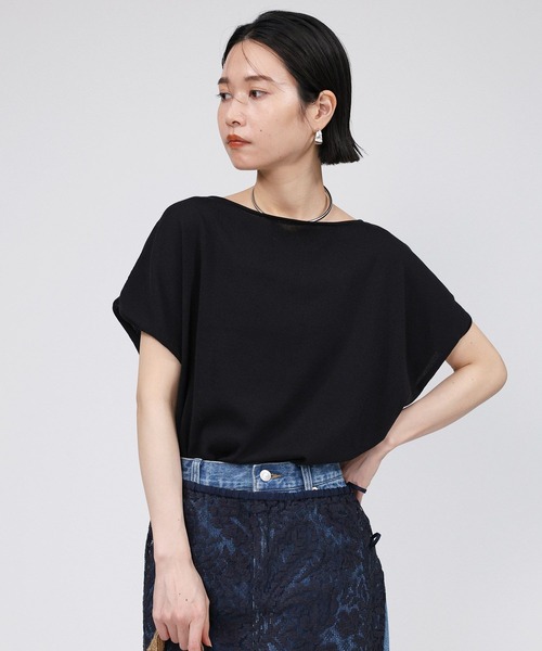 BABYLONE（バビロン）の「コットンストレッチプルオーバー（Tシャツ/カットソー・レディース・ブラック/サックスブルー/オフホワイト・フリー）」の15枚目の写真