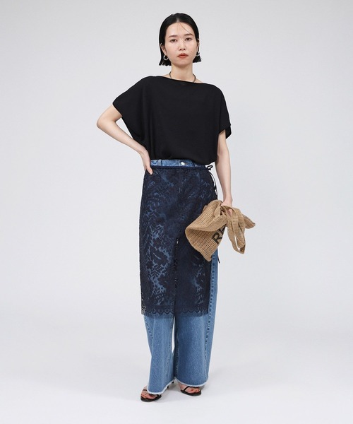 BABYLONE（バビロン）の「コットンストレッチプルオーバー（Tシャツ/カットソー・レディース・ブラック/サックスブルー/オフホワイト・フリー）」の21枚目の写真