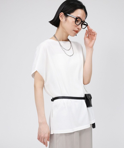 BABYLONE（バビロン）の「コットンストレッチプルオーバー（Tシャツ/カットソー・レディース・ブラック/サックスブルー/オフホワイト・フリー）」の4枚目の写真