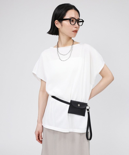 BABYLONE（バビロン）の「コットンストレッチプルオーバー（Tシャツ/カットソー・レディース・ブラック/サックスブルー/オフホワイト・フリー）」の5枚目の写真