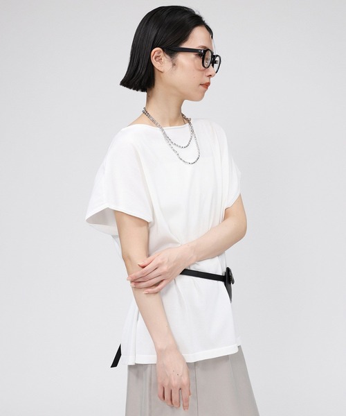 BABYLONE（バビロン）の「コットンストレッチプルオーバー（Tシャツ/カットソー・レディース・ブラック/サックスブルー/オフホワイト・フリー）」の6枚目の写真