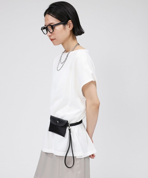 BABYLONE（バビロン）の「コットンストレッチプルオーバー（Tシャツ/カットソー・レディース・ブラック/サックスブルー/オフホワイト・フリー）」の7枚目の写真