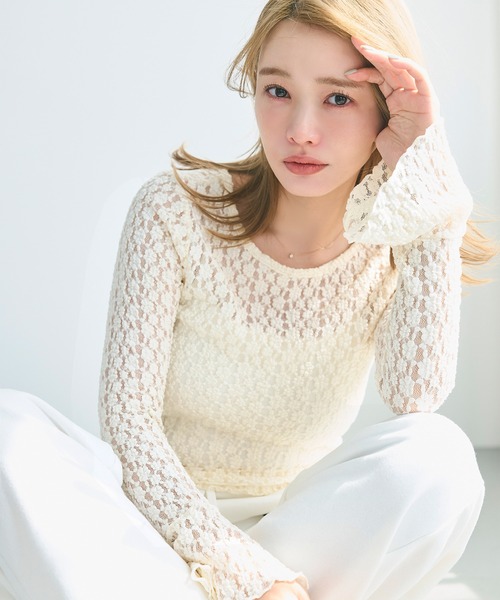 セール】フレアスリーブレーストップス（Tシャツ/カットソー）｜coca