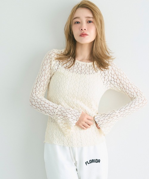 coca（coca）（コカ）の「フレアスリーブレーストップス（Tシャツ/カットソー・レディース・ブラック/アイボリー・S/M/L）」の6枚目の写真