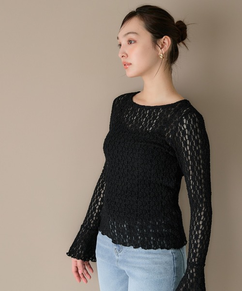 coca（coca）（コカ）の「フレアスリーブレーストップス（Tシャツ/カットソー・レディース・ブラック/アイボリー・S/M/L）」の10枚目の写真