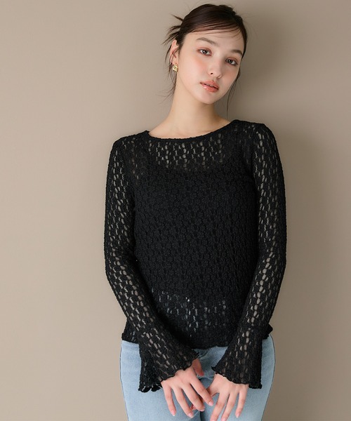 coca（coca）（コカ）の「フレアスリーブレーストップス（Tシャツ/カットソー・レディース・ブラック/アイボリー・S/M/L）」の12枚目の写真