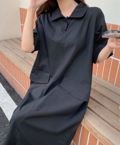 FAVORITO(ファヴォリート)の「襟付きポケット付き半袖ワンピース(ワンピース・レディース・カーキ/ブラック・L/XL)」の22枚目の写真