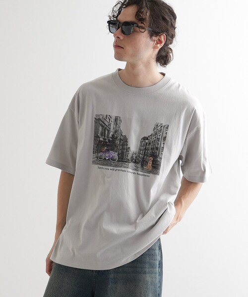 tk.TAKEO KIKUCHI（ティーケータケオキクチ）の「◆フォトプリント刺繍Tシャツ（Tシャツ/カットソー・メンズ・ホワイト/ライトグリーン/グレー・04/03/02）」の3枚目の写真