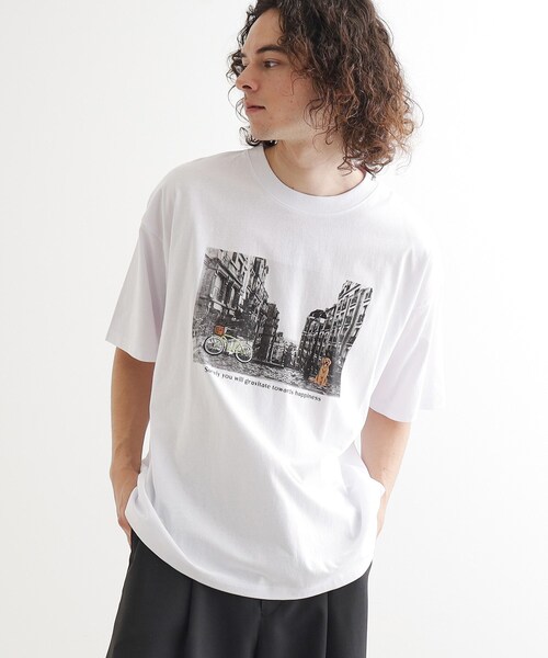 tk.TAKEO KIKUCHI（ティーケータケオキクチ）の「◆フォトプリント刺繍Tシャツ（Tシャツ/カットソー・メンズ・ホワイト/ライトグリーン/グレー・04/03/02）」の2枚目の写真