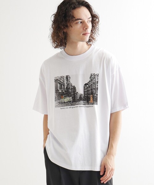 tk.TAKEO KIKUCHI（ティーケータケオキクチ）の「◆フォトプリント刺繍Tシャツ（Tシャツ/カットソー・メンズ・ホワイト/ライトグリーン/グレー・04/03/02）」の4枚目の写真